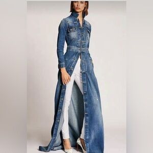 Ralph Lauren Blue Button-Front Maxi Denim Dress